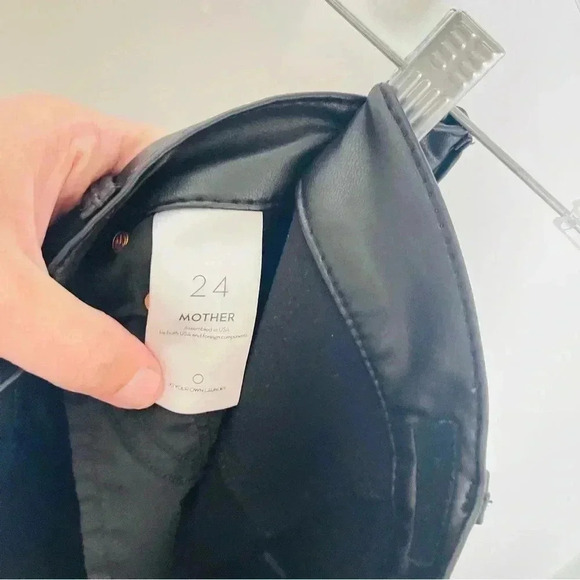 MOTHER Denim The Insider Ankle Jean Faux Show Vegan Leather Flare Night Out - Picture 3 of 11